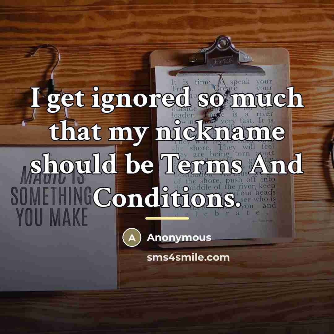 “I get ignored so much that my nickname should be…” quote by Anonymous