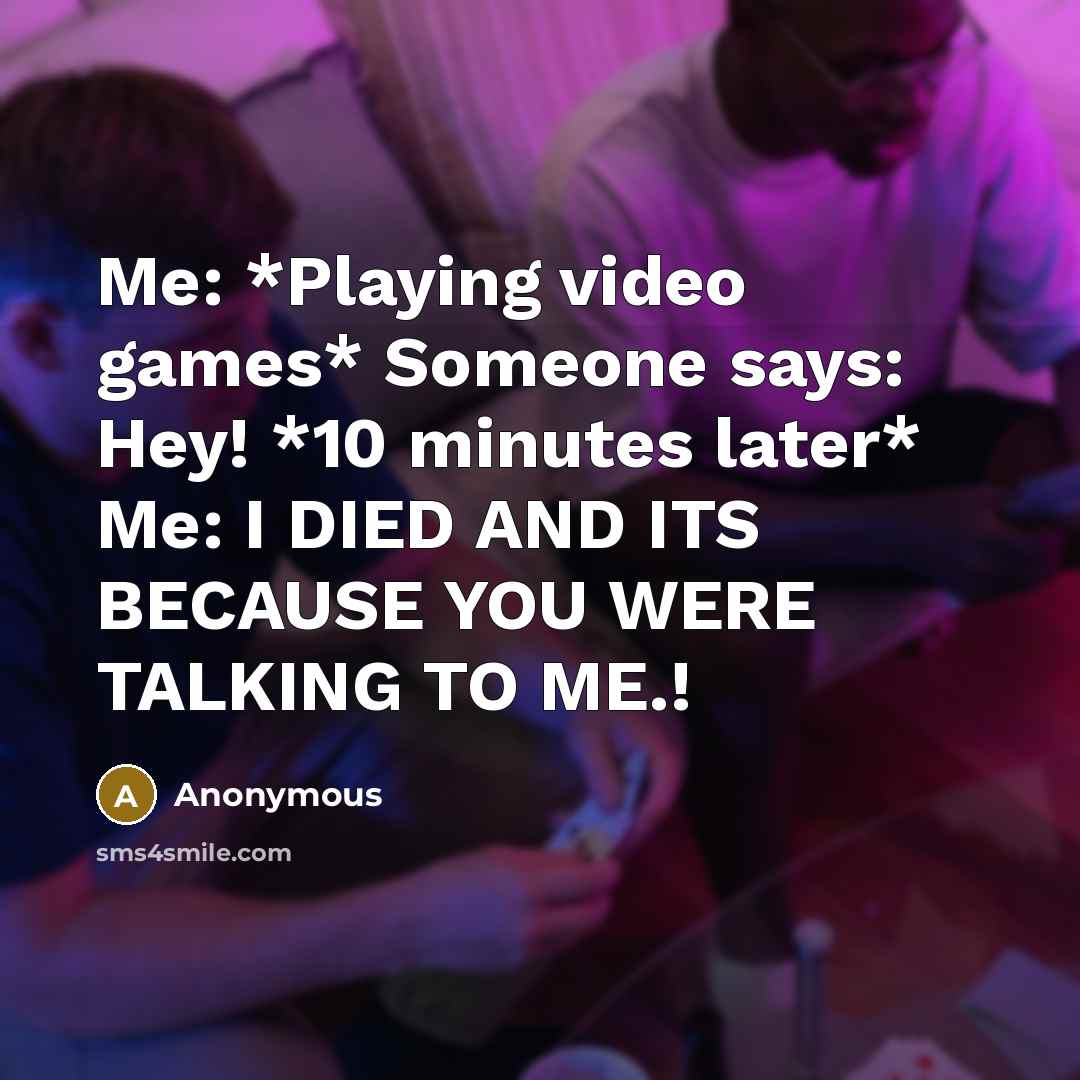 “Me: *Playing video games* Someone says: Hey! *10 minutes later*…” quote by Anonymous