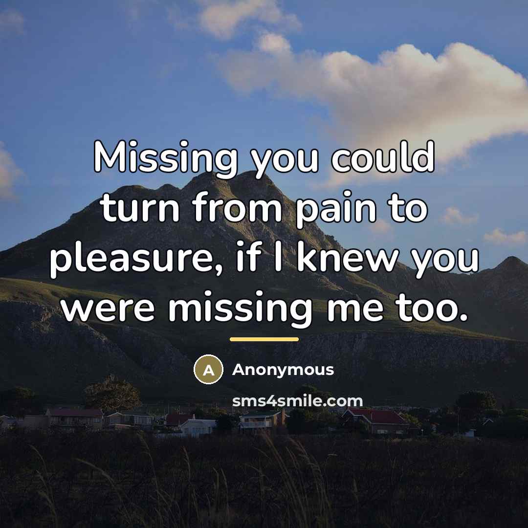 “Missing you could turn from pain to pleasure, if I…” quote by Anonymous