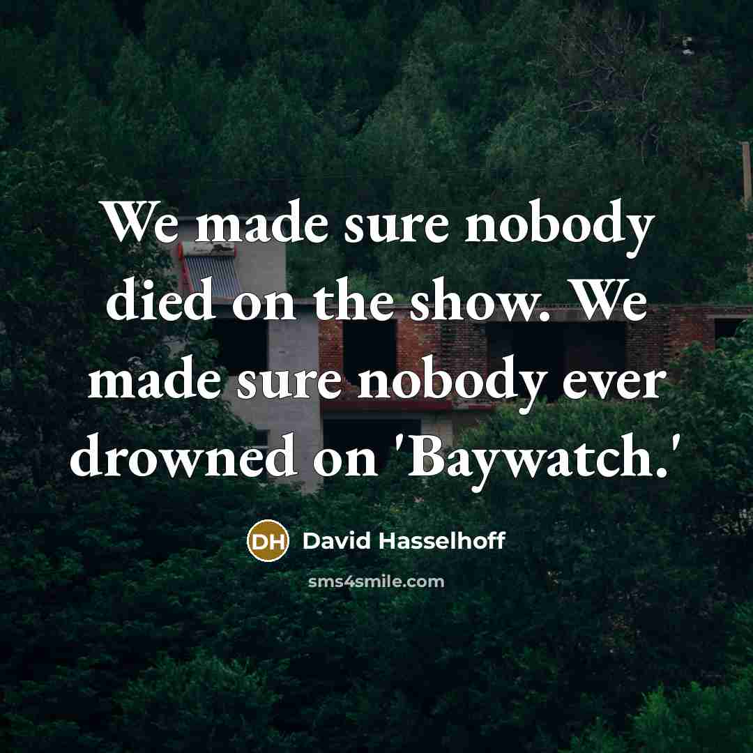 “We made sure nobody died on the show. We made…” quote by David Hasselhoff