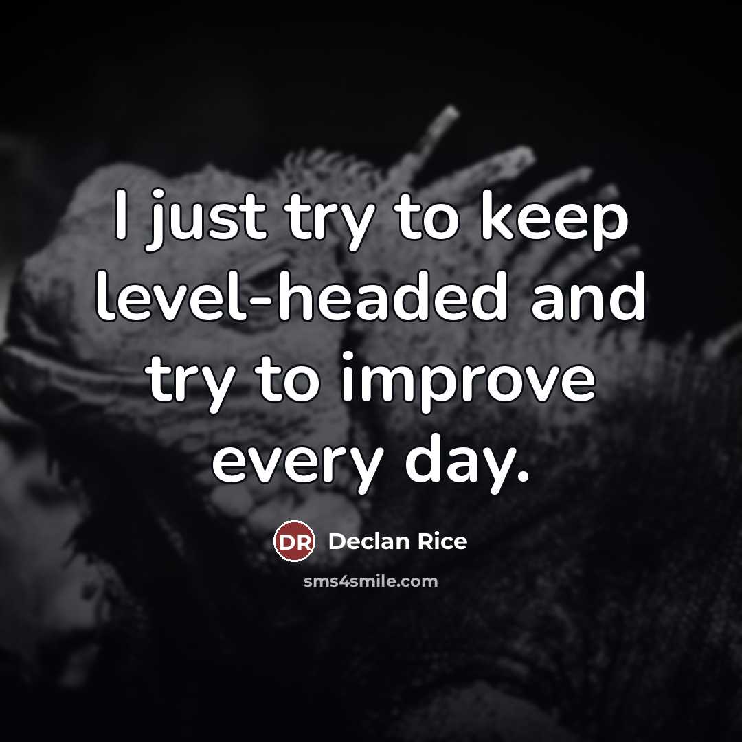 “I just try to keep level-headed and try to improve…” quote by Declan Rice