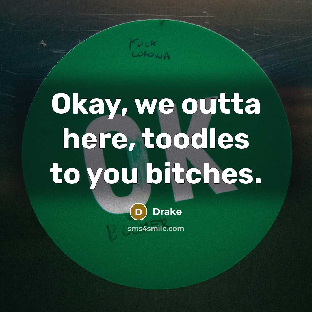 “Okay, we outta here, toodles to you bitches.…” quote by Drake