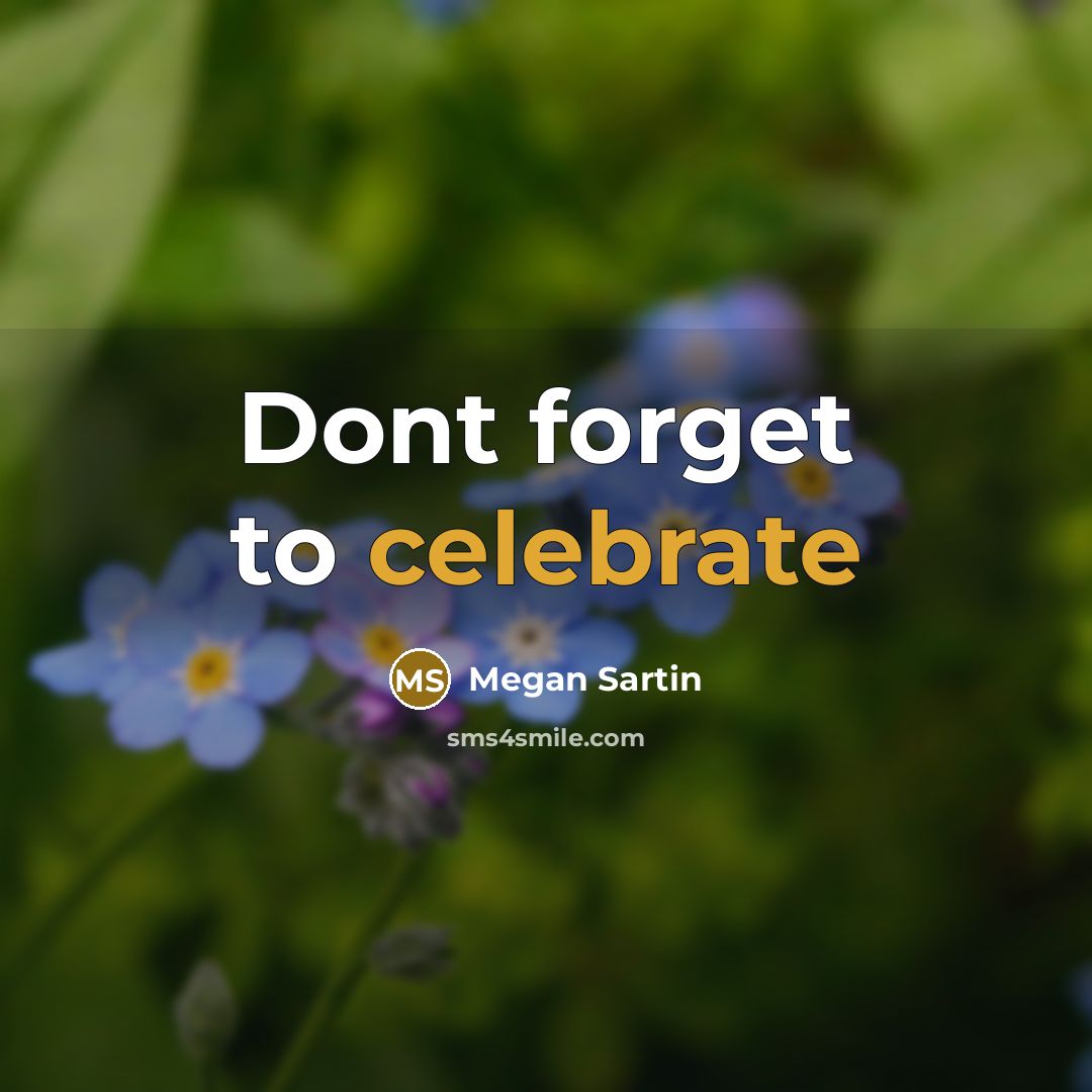 “Dont forget to celebrate…” quote by Megan Sartin