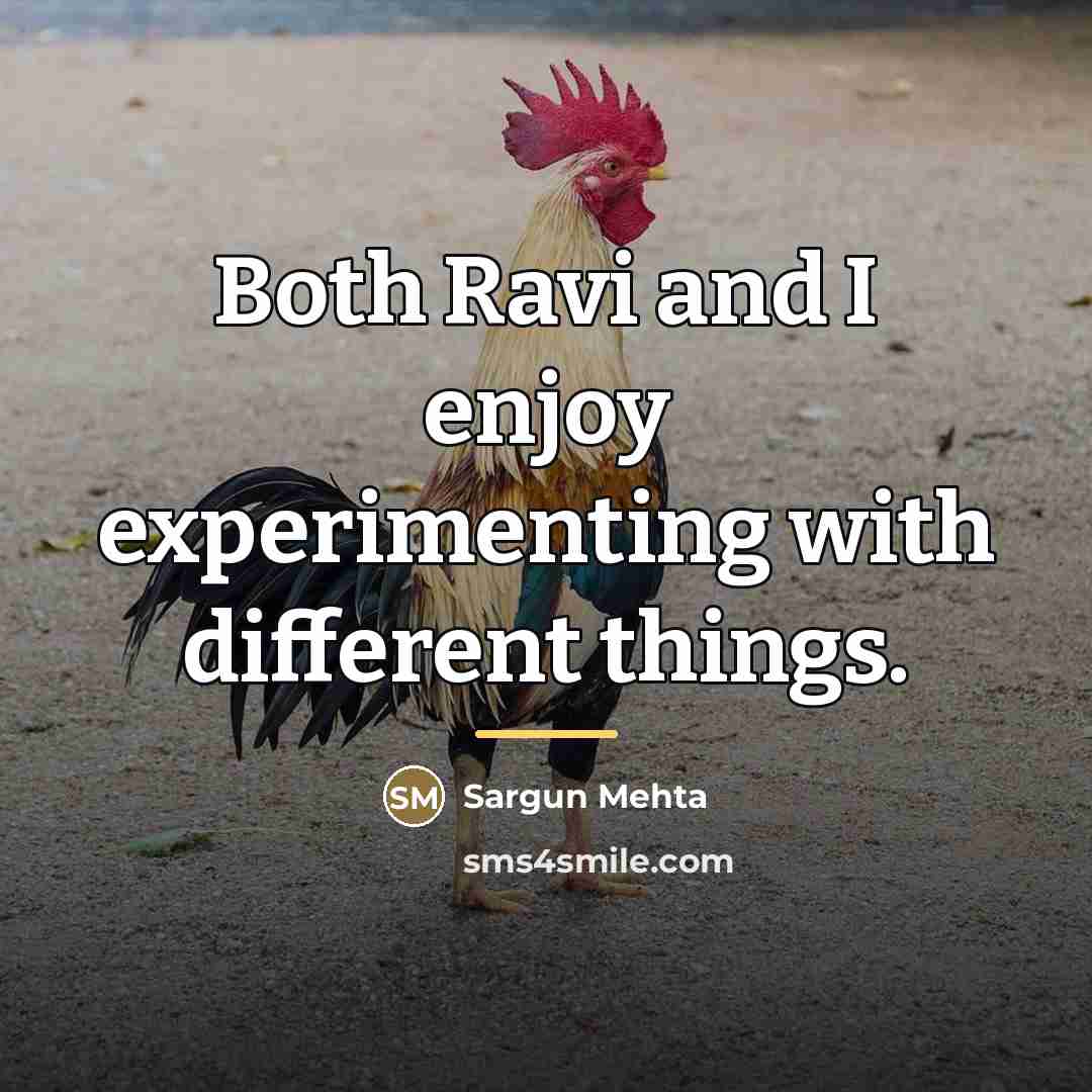 “Both Ravi and I enjoy experimenting with different things.…” quote by Sargun Mehta