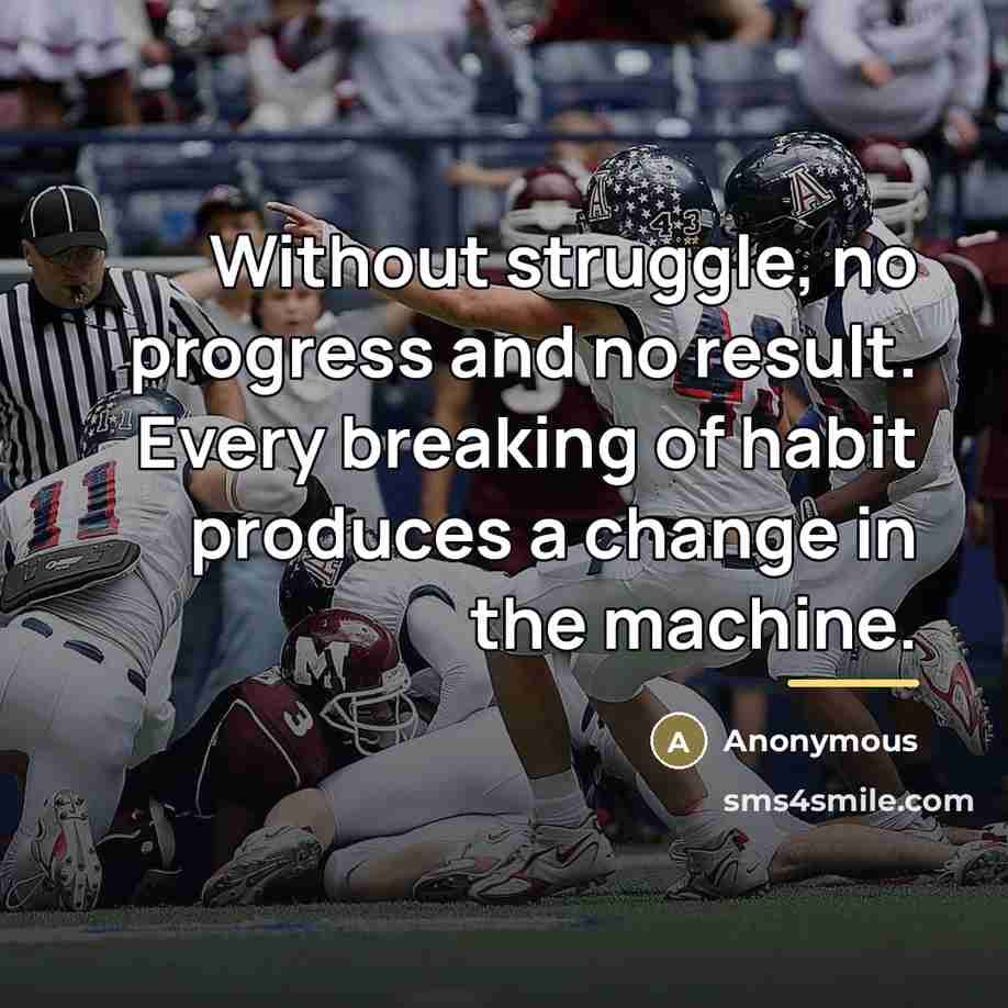 “Without struggle, no progress and no result. Every breaking of…” quote by Anonymous