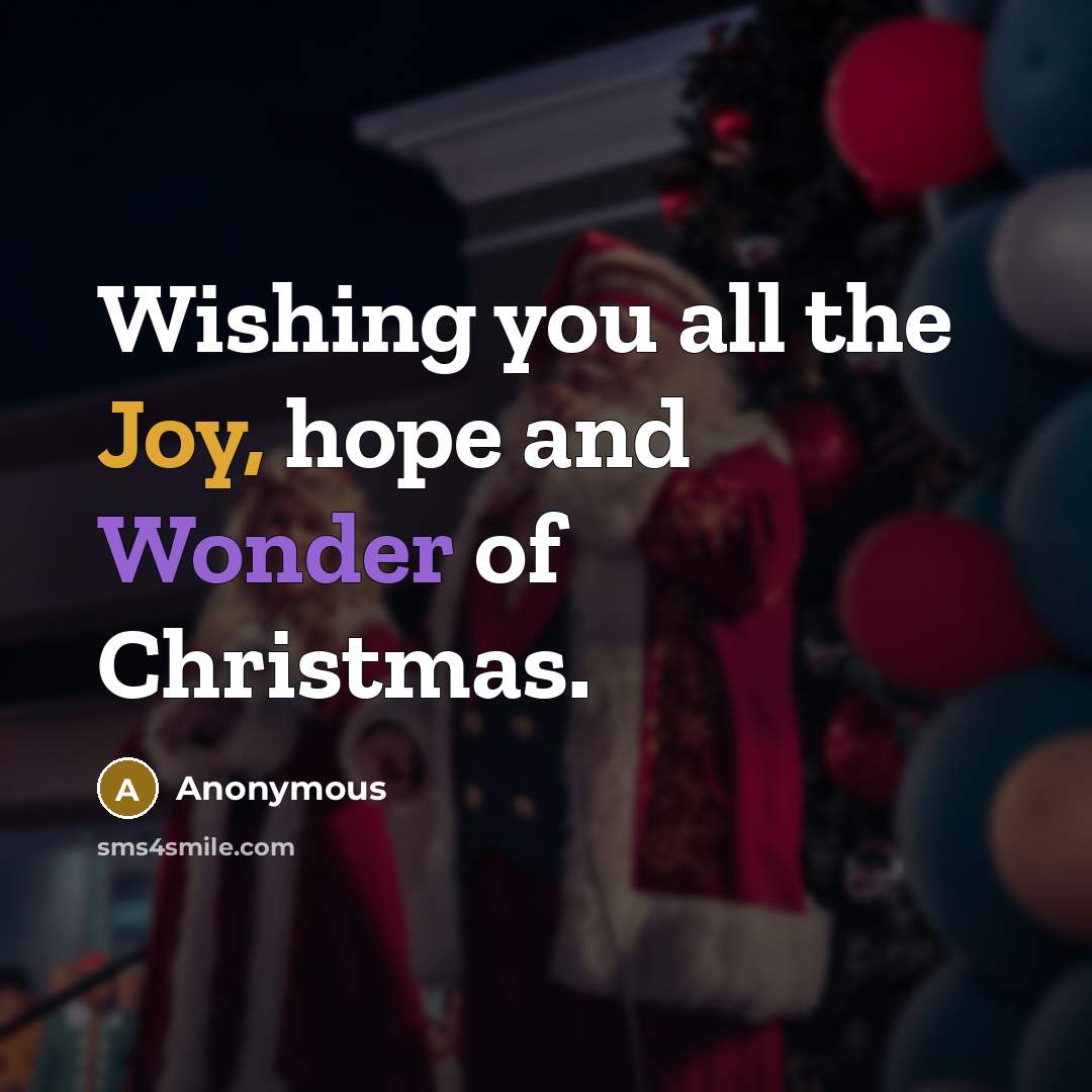 “Wishing you all the Joy, hope and Wonder of Christmas.…” quote by Anonymous