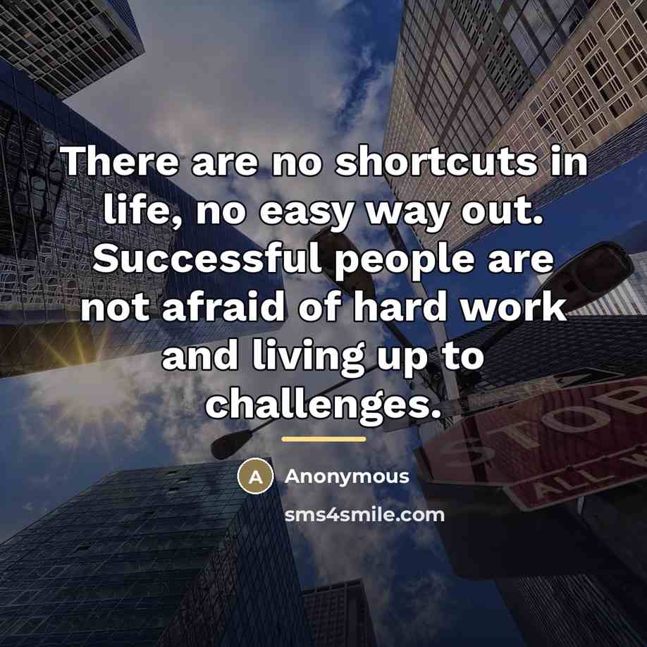 “There are no shortcuts in life, no easy way out.…” quote by Anonymous