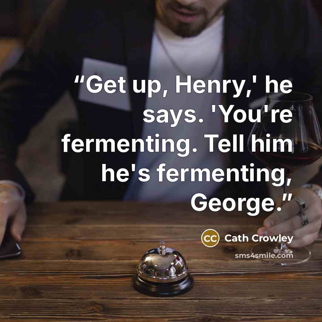 “Get up, Henry,' he says. 'You're fermenting. Tell him he's fermenting, George.” quote by Cath Crowley