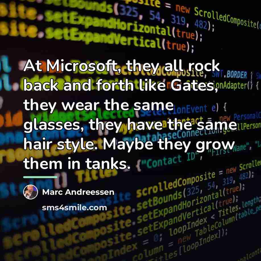 “At Microsoft, they all rock back and forth like Gates,…” quote by Marc Andreessen