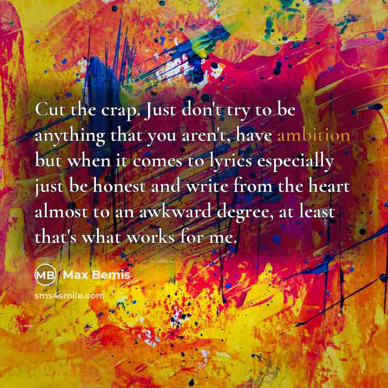 “Cut the crap. Just don't try to be anything that…” quote by Max Bemis