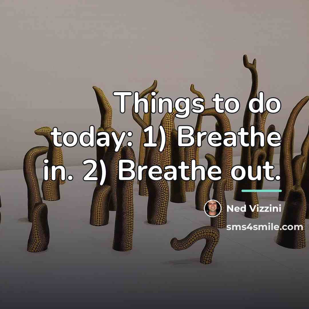 “Things to do today: 1) Breathe in. 2) Breathe out.…” quote by Ned Vizzini