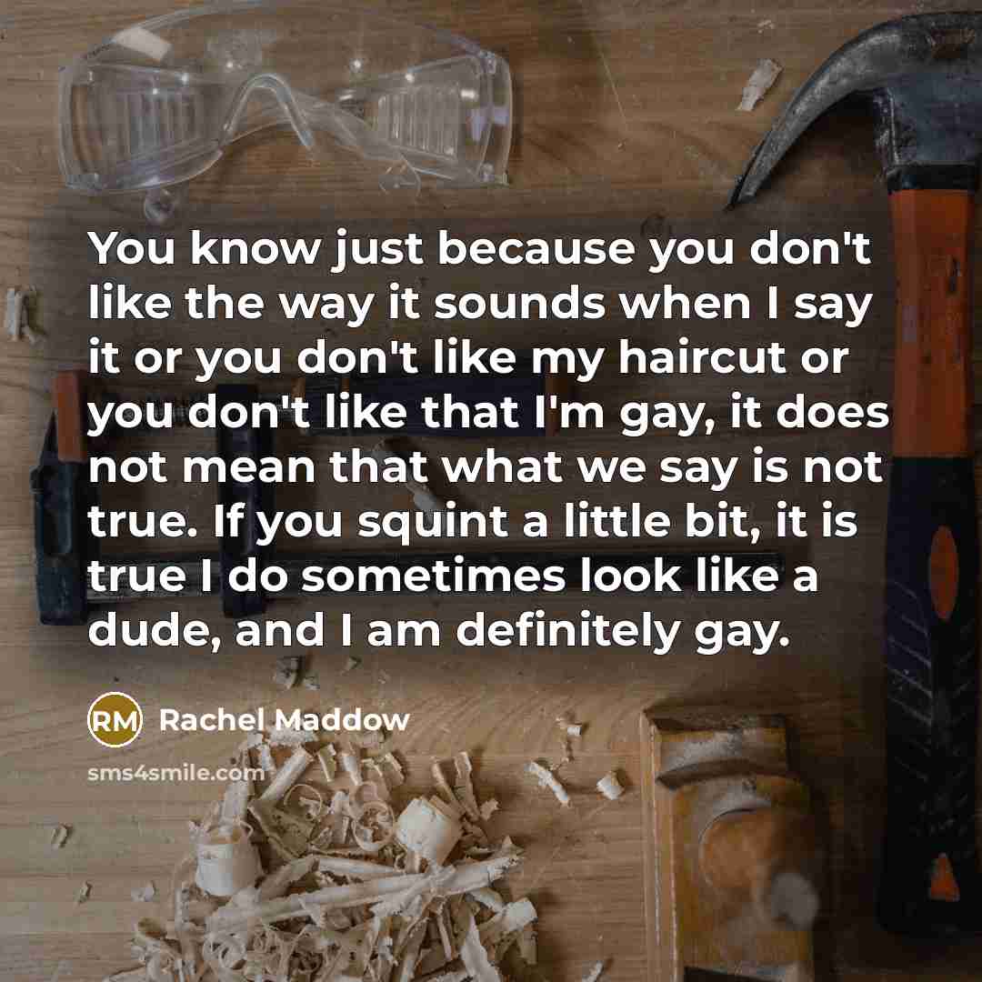 “You know just because you don't like the way it…” quote by Rachel Maddow