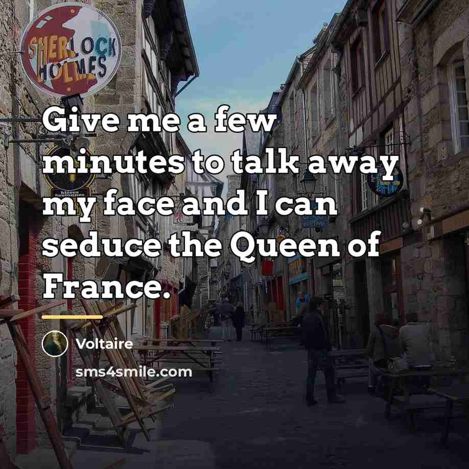 “Give me a few minutes to talk away my face…” quote by Voltaire