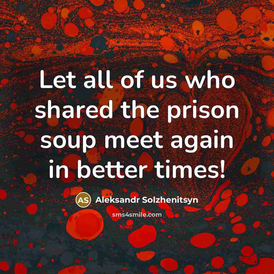 “Let all of us who shared the prison soup meet…” quote by Aleksandr Solzhenitsyn