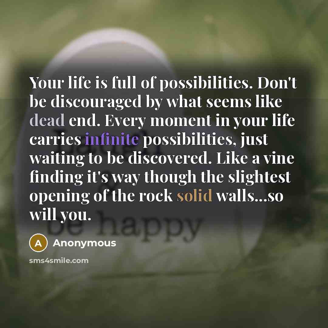 “Your life is full of possibilities. Don't be discouraged by…” quote by Anonymous