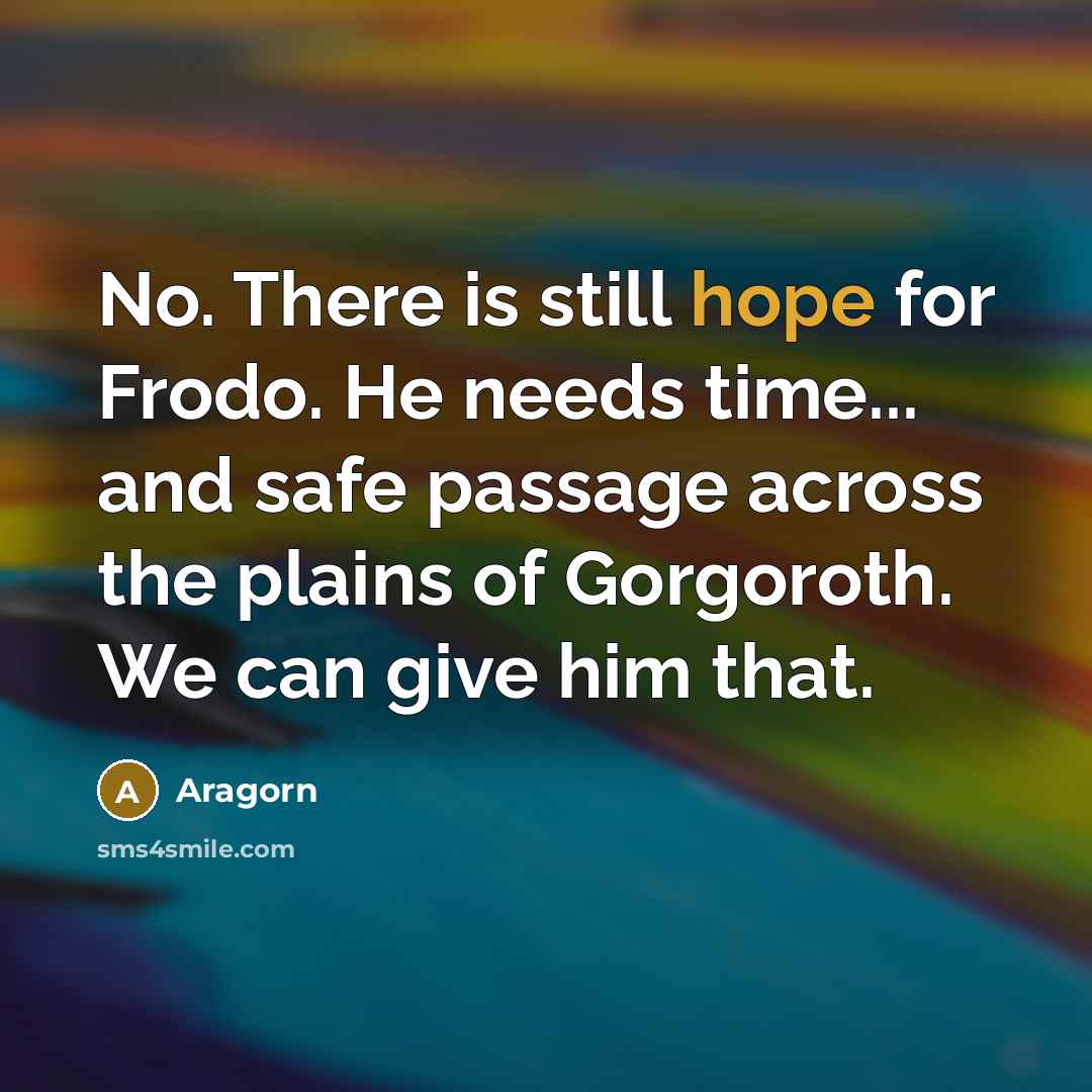 “No. There is still hope for Frodo. He needs time...…” quote by Aragorn
