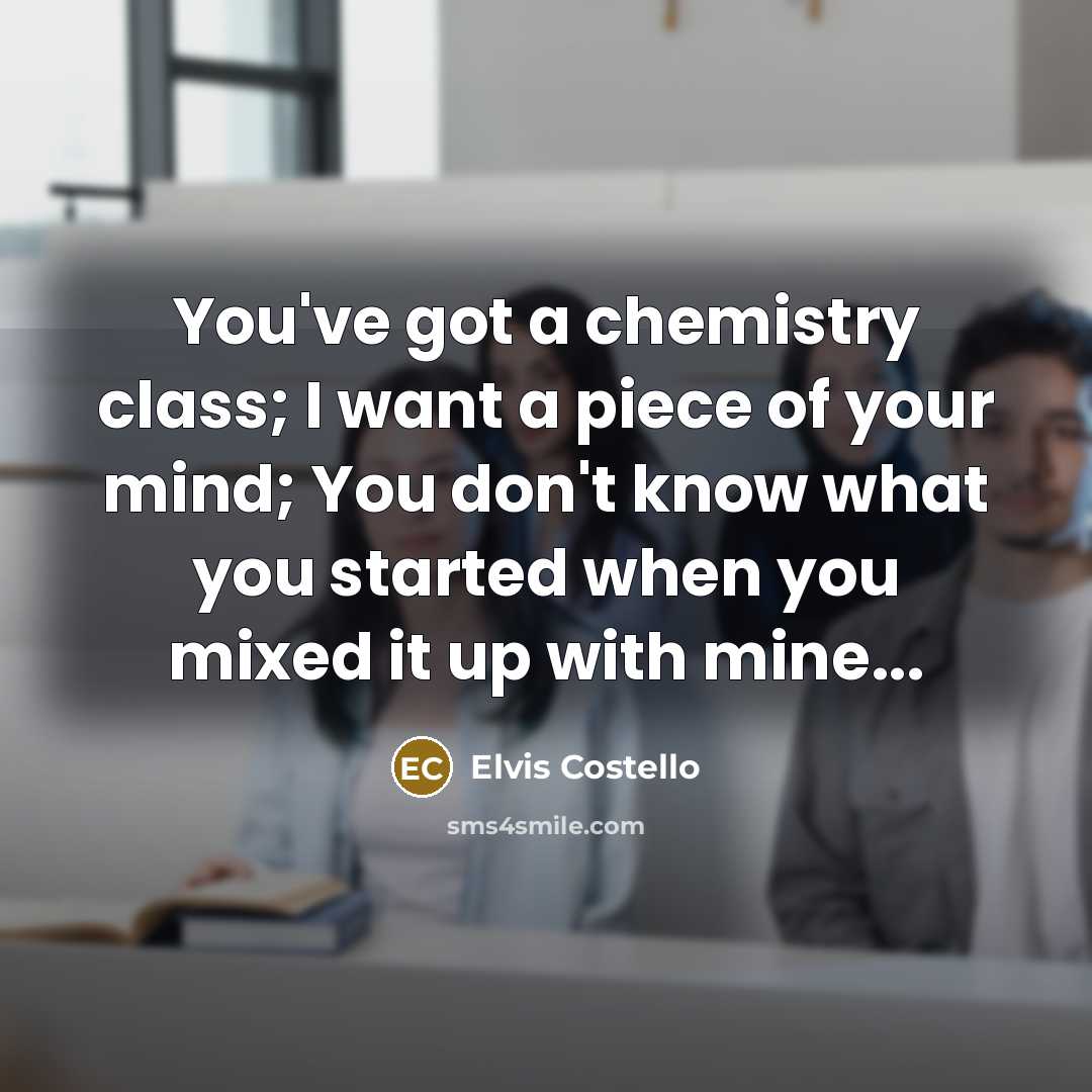 “You've got a chemistry class; I want a piece of…” quote by Elvis Costello