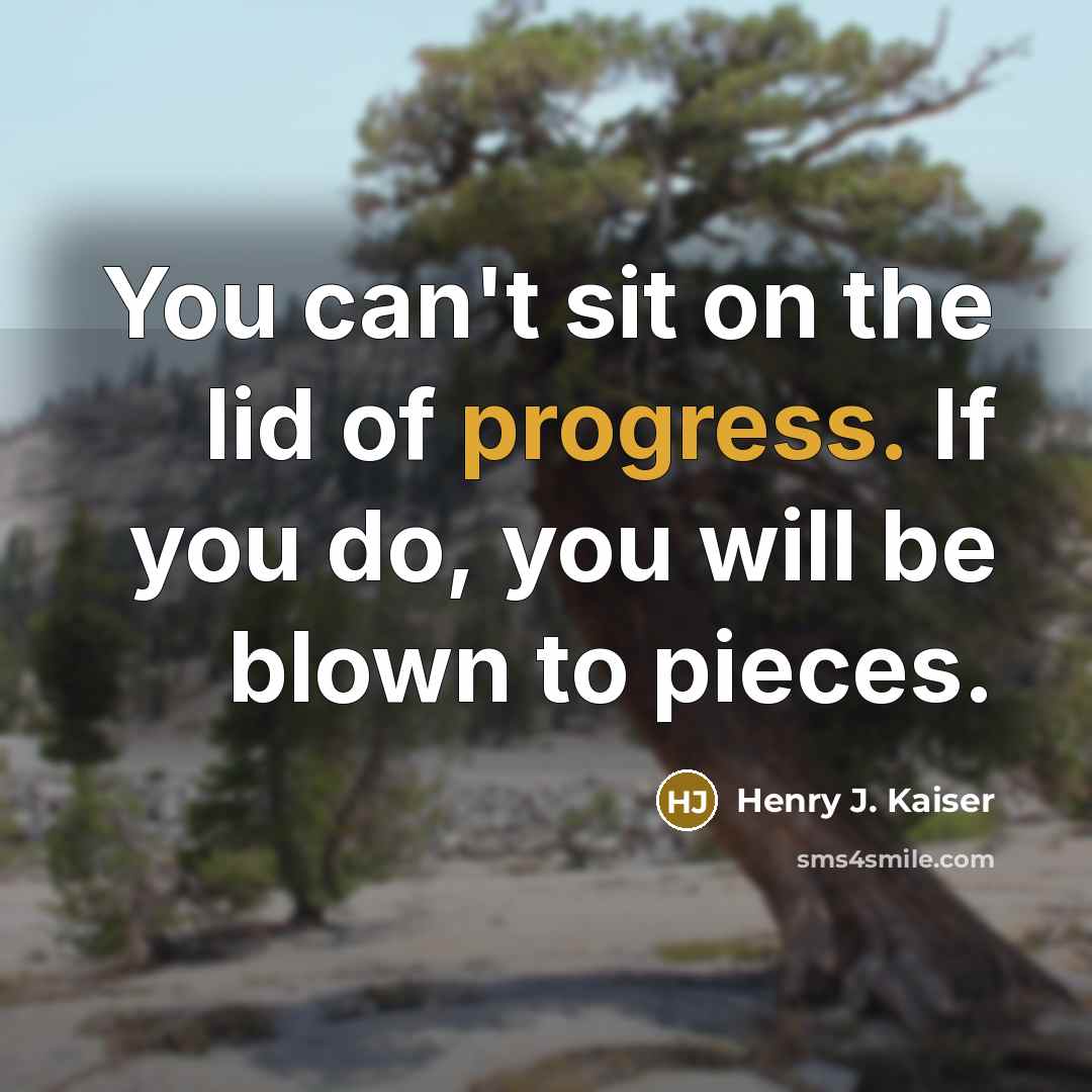 “You can't sit on the lid of progress. If you…” quote by Henry J. Kaiser