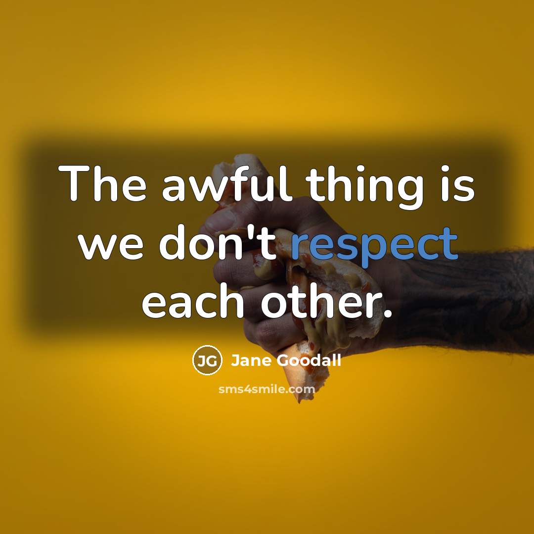 “The awful thing is we don't respect each other.…” quote by Jane Goodall