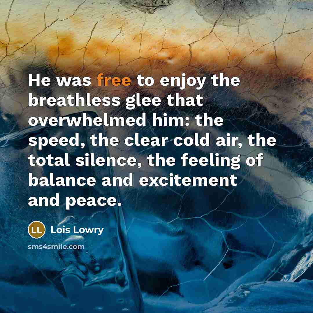 “He was free to enjoy the breathless glee that overwhelmed…” quote by Lois Lowry