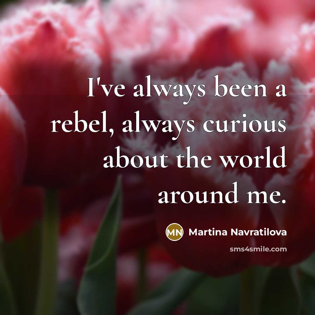 “I've always been a rebel, always curious about the world…” quote by Martina Navratilova