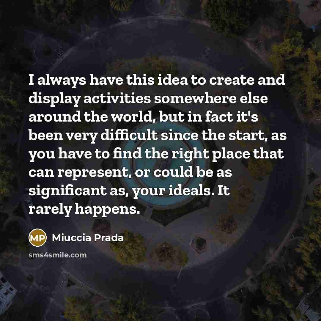 “I always have this idea to create and display activities…” quote by Miuccia Prada