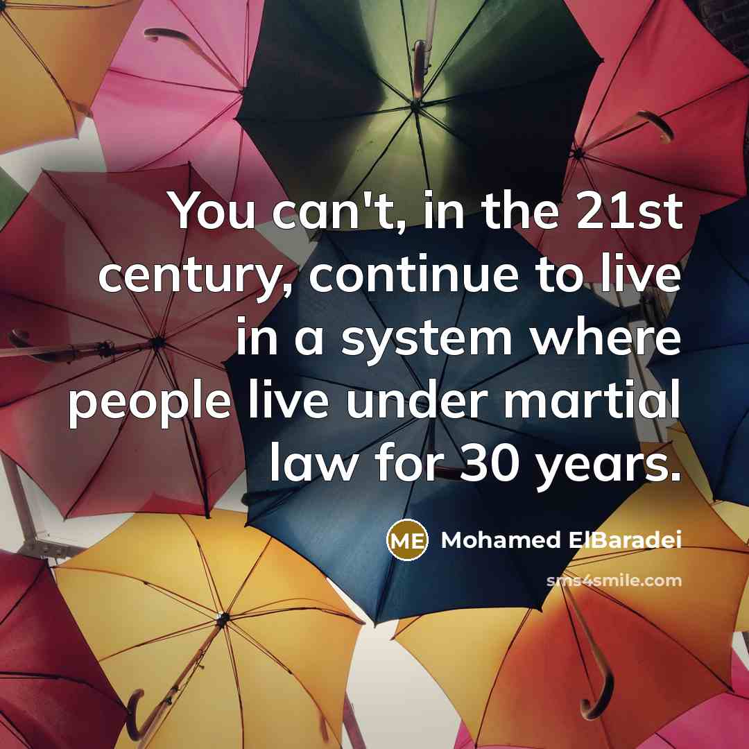 “You can't, in the 21st century, continue to live in…” quote by Mohamed ElBaradei