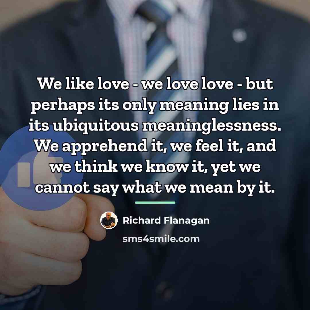 “We like love - we love love - but perhaps…” quote by Richard Flanagan