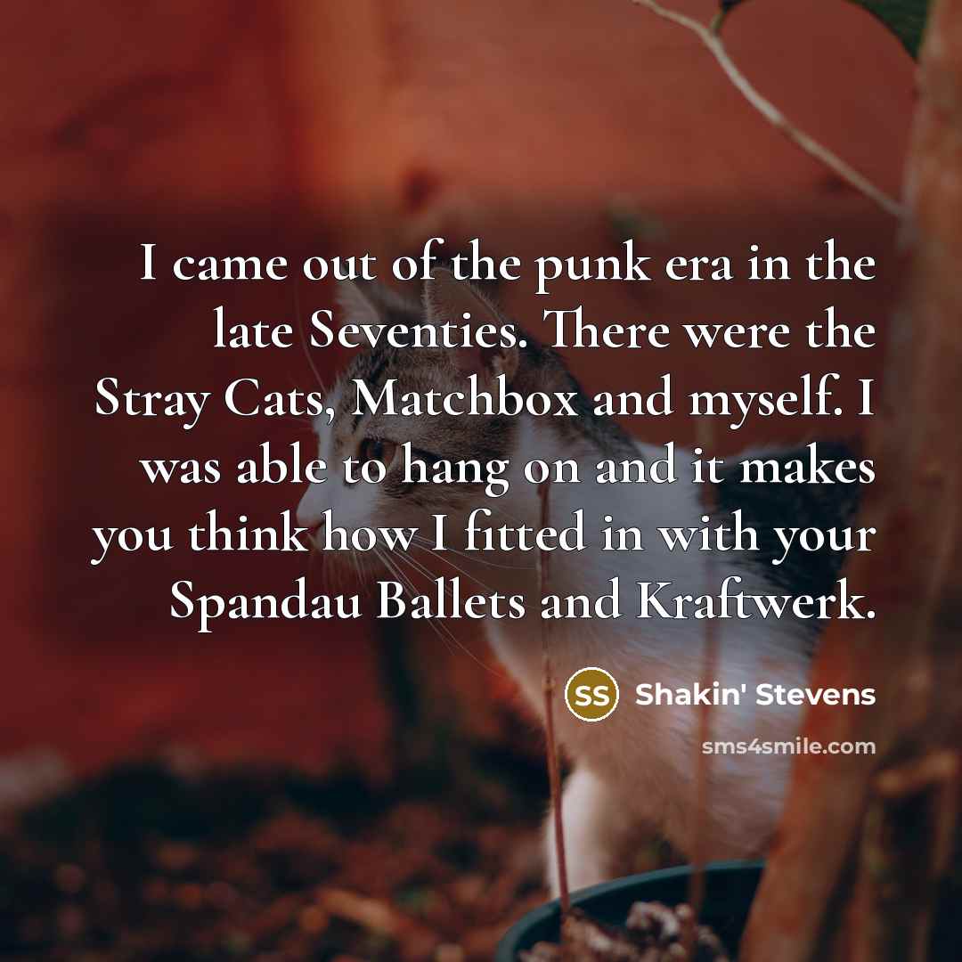 “I came out of the punk era in the late…” quote by Shakin' Stevens