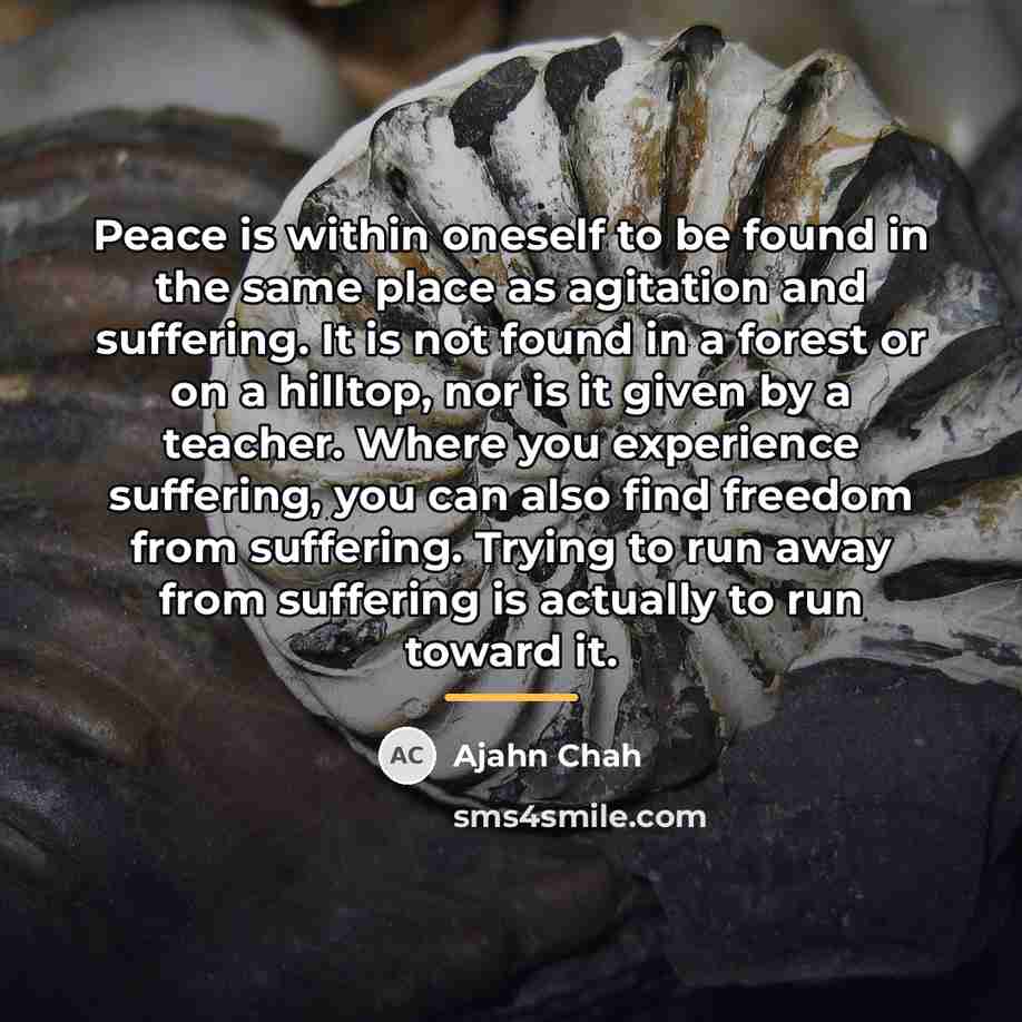 “Peace is within oneself to be found in the same…” quote by Ajahn Chah