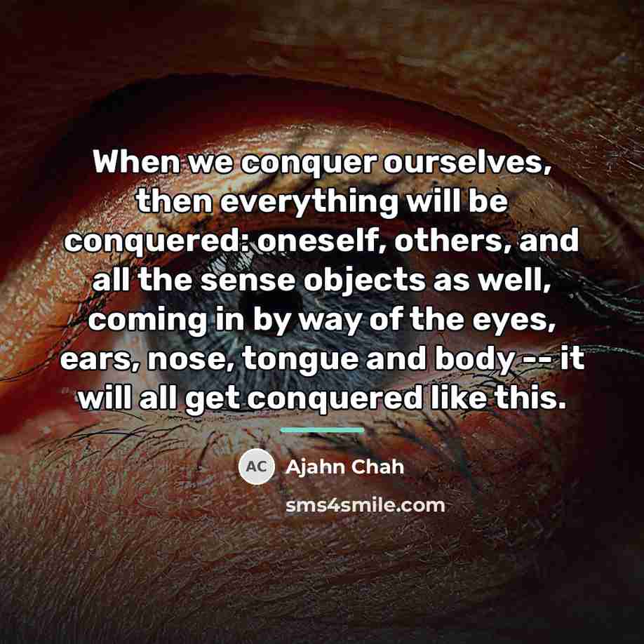“When we conquer ourselves, then everything will be conquered: oneself,…” quote by Ajahn Chah