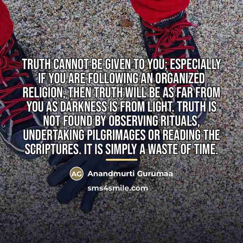 “Truth cannot be given to you; especially if you are…” quote by Anandmurti Gurumaa