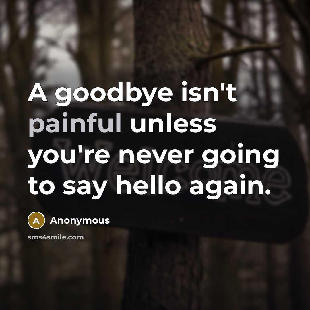 “A goodbye isn't painful unless you're never going to say…” quote by Anonymous