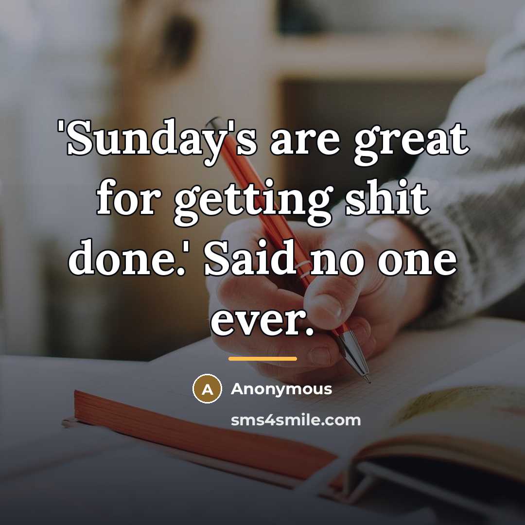 “'Sunday's are great for getting shit done.' Said no one…” quote by Anonymous