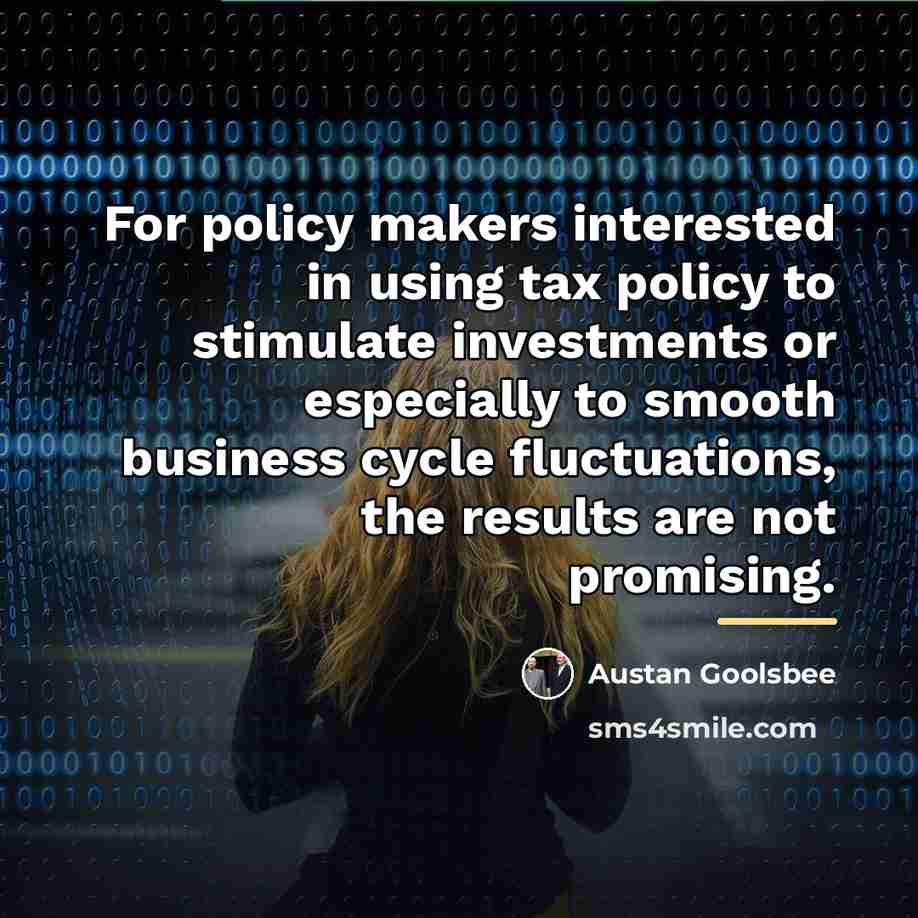 “For policy makers interested in using tax policy to stimulate…” quote by Austan Goolsbee