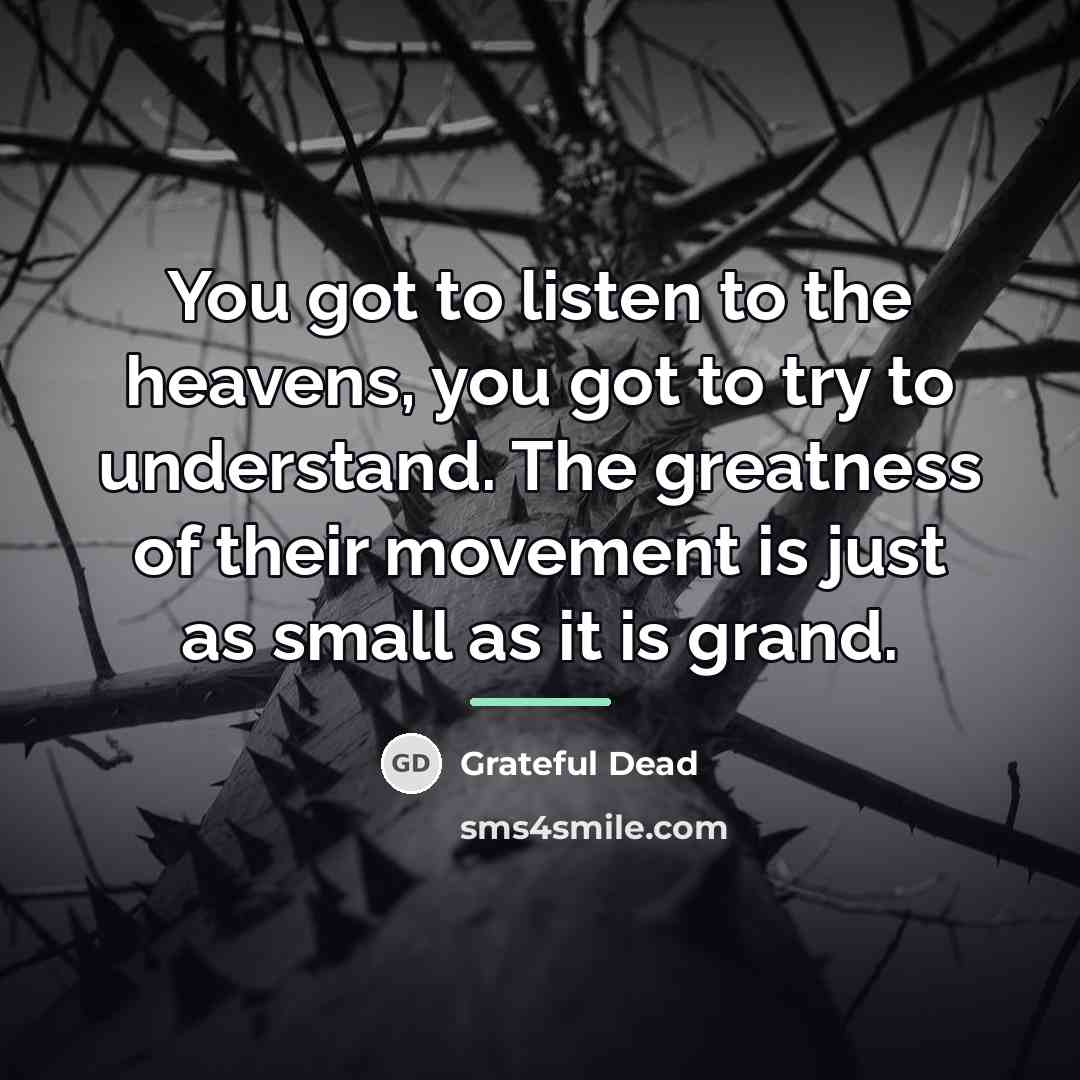 “You got to listen to the heavens, you got to…” quote by Grateful Dead