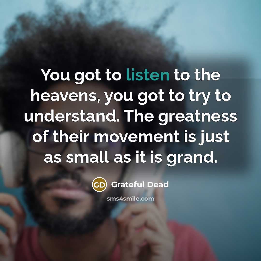 “You got to listen to the heavens, you got to try to understand. The greatness of their movement is just as small as it is grand.” quote by Grateful Dead