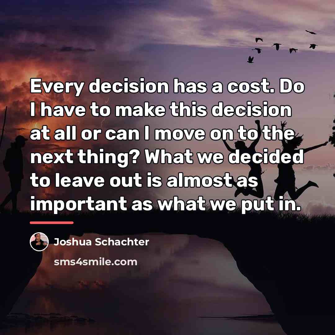 “Every decision has a cost. Do I have to make…” quote by Joshua Schachter