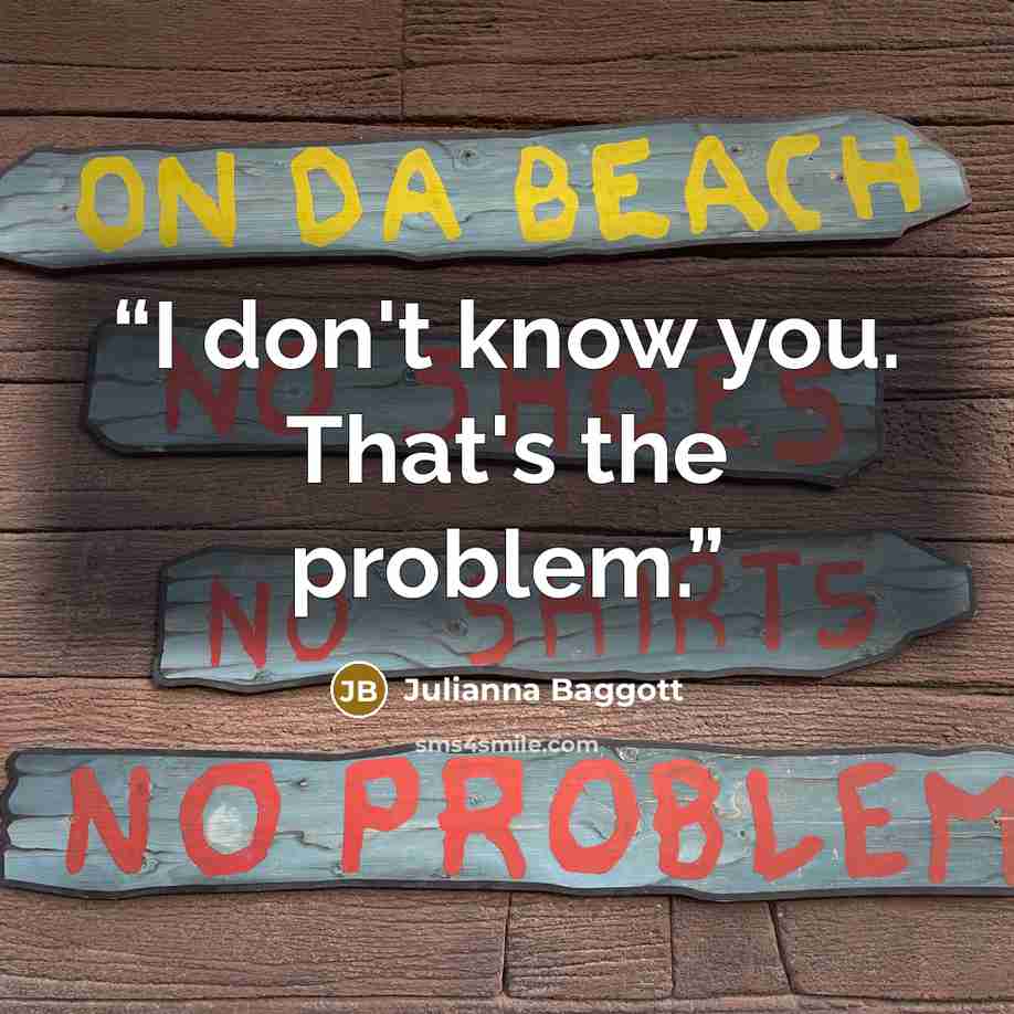 “I don't know you. That's the problem.” quote by Julianna Baggott
