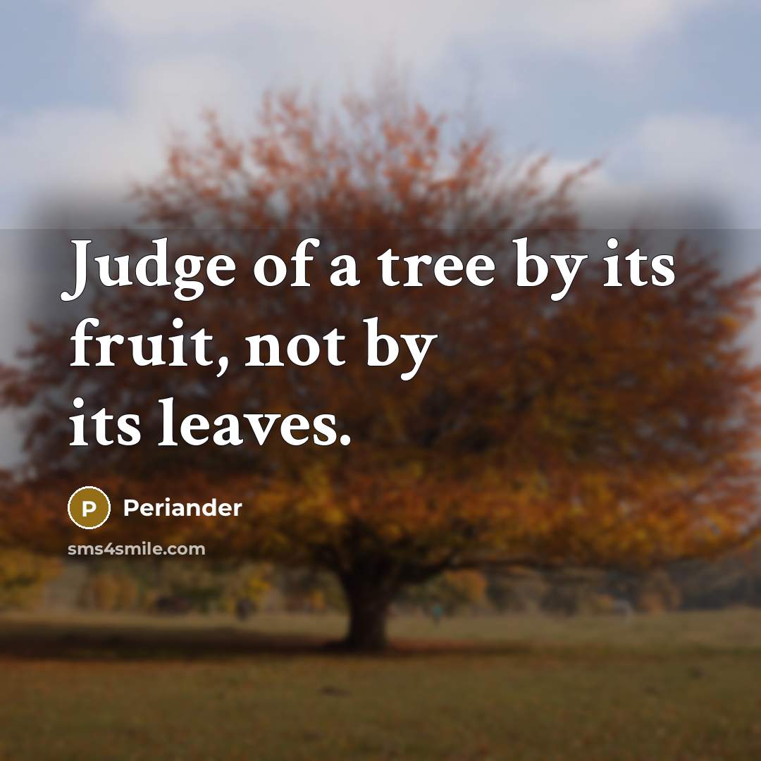 “Judge of a tree by its fruit, not by its…” quote by Periander