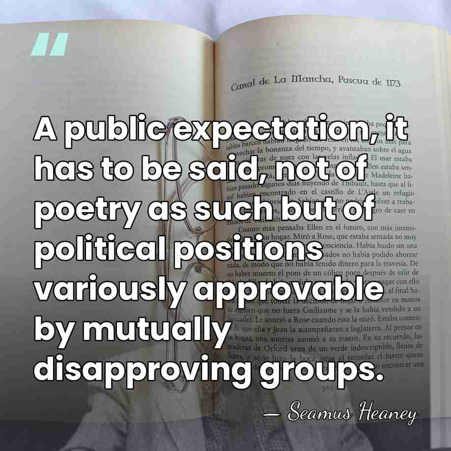 A public expectation, it has to be said, not of poetry as&hellip; - Seamus Heaney