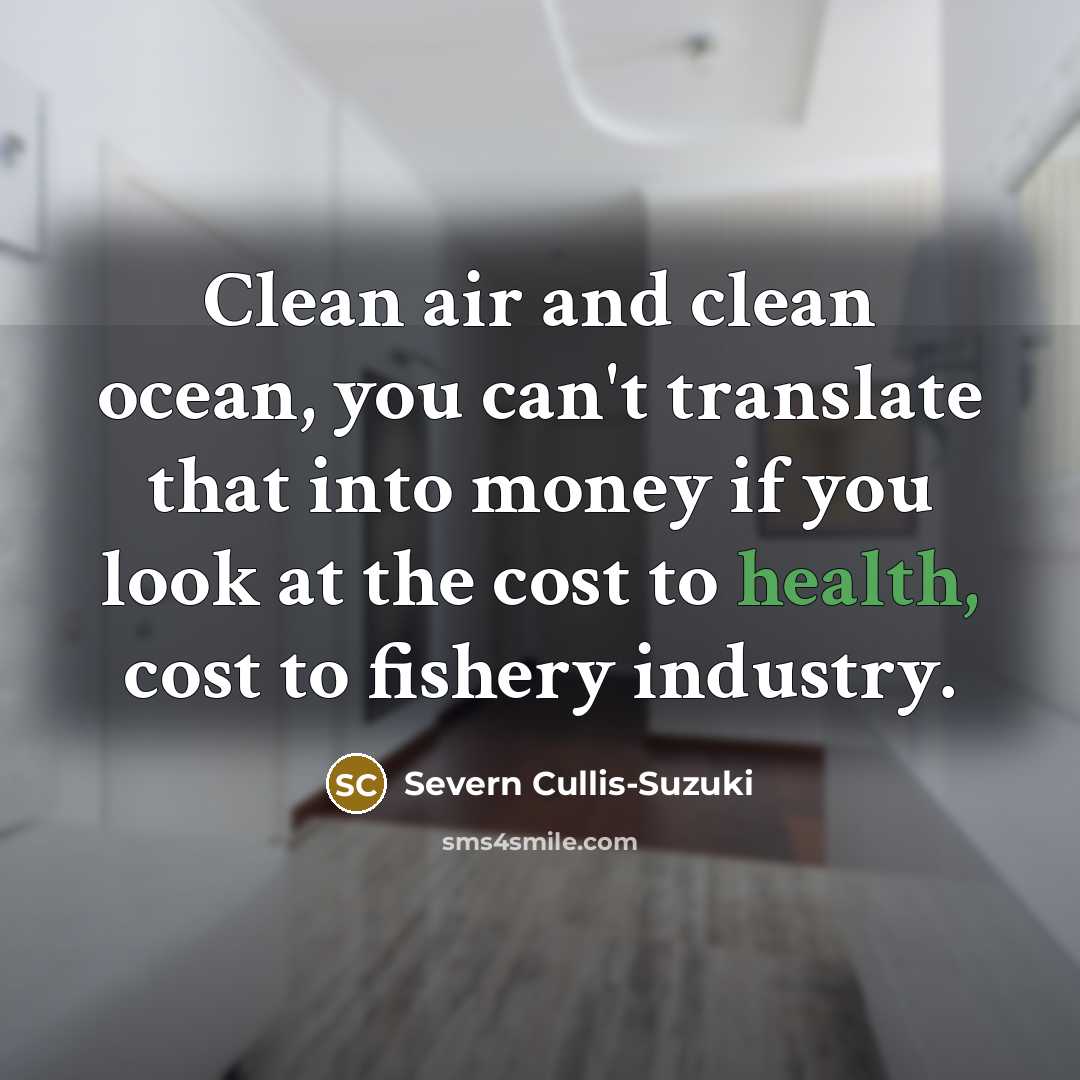 “Clean air and clean ocean, you can't translate that into…” quote by Severn Cullis-Suzuki