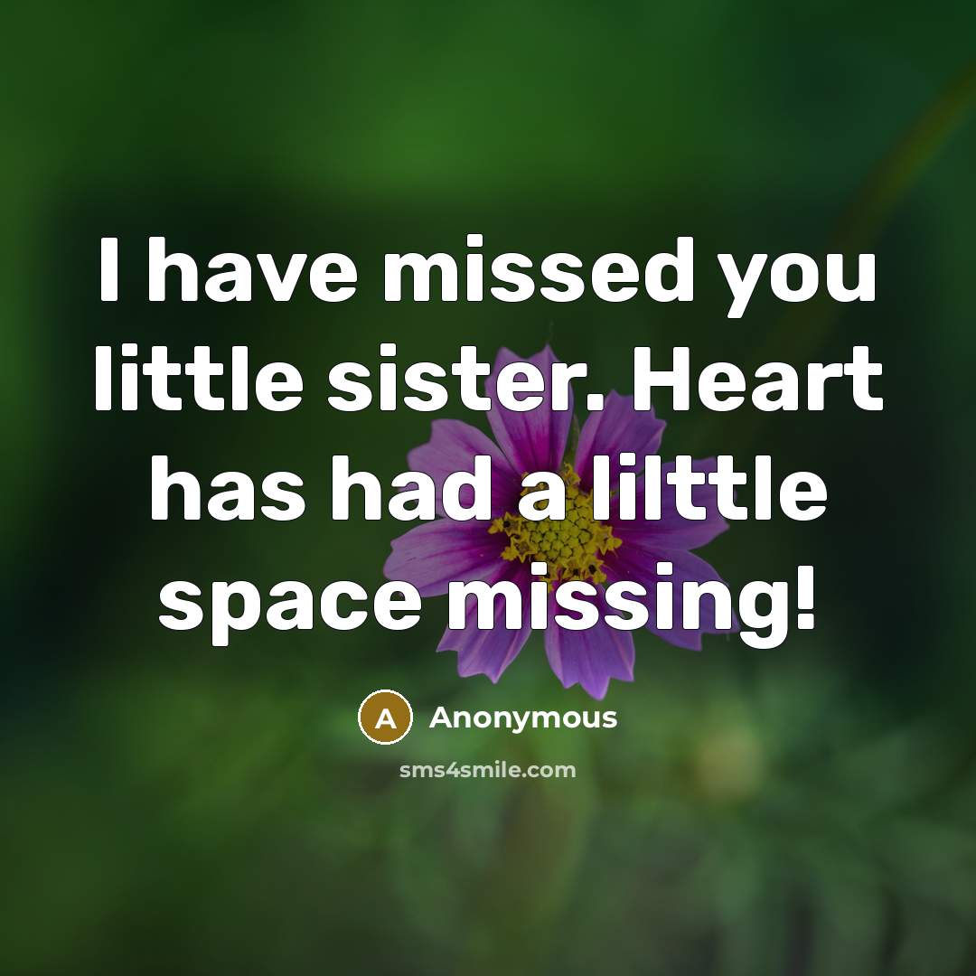 “I have missed you little sister. Heart has had a…” quote by Anonymous