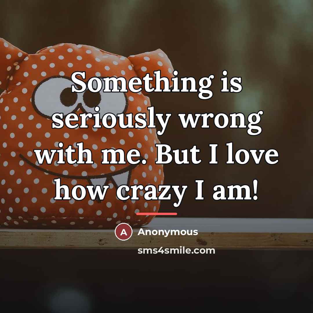 “Something is seriously wrong with me. But I love how…” quote by Anonymous