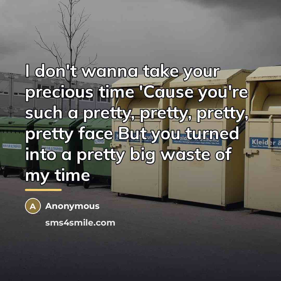 “I don't wanna take your precious time 'Cause you're such…” quote by Anonymous