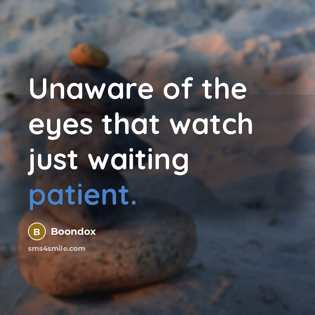 “Unaware of the eyes that watch just waiting patient.…” quote by Boondox