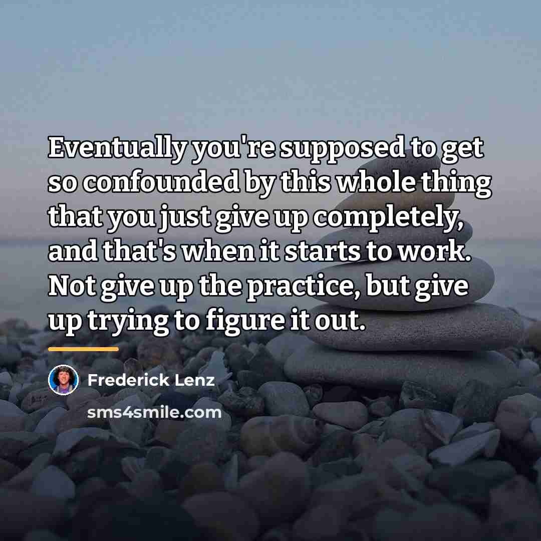 “Eventually you're supposed to get so confounded by this whole…” quote by Frederick Lenz