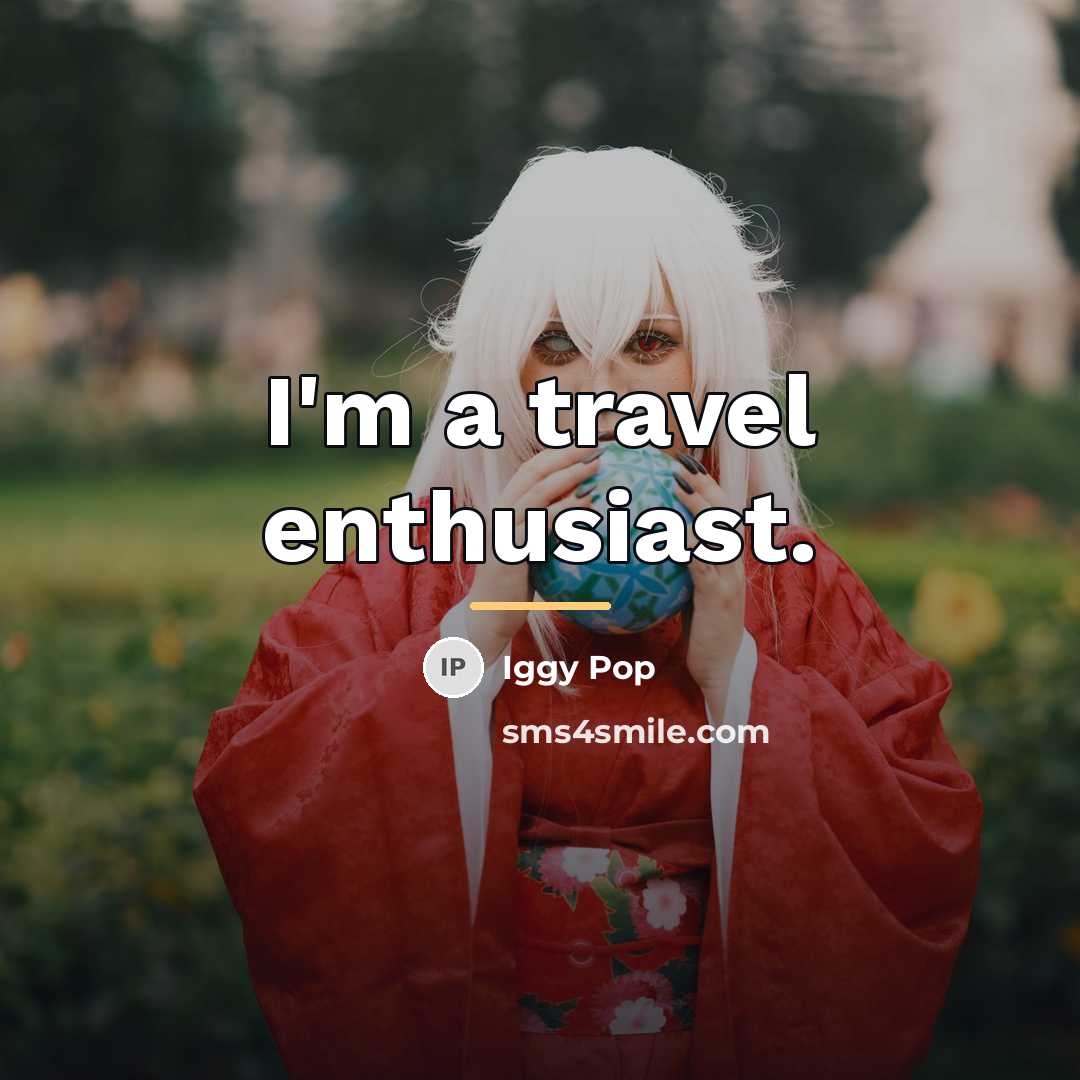 “I'm a travel enthusiast.…” quote by Iggy Pop