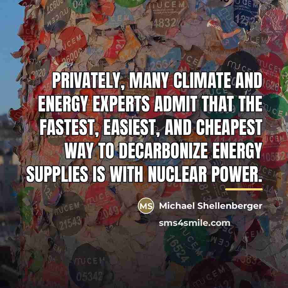 “Privately, many climate and energy experts admit that the fastest,…” quote by Michael Shellenberger