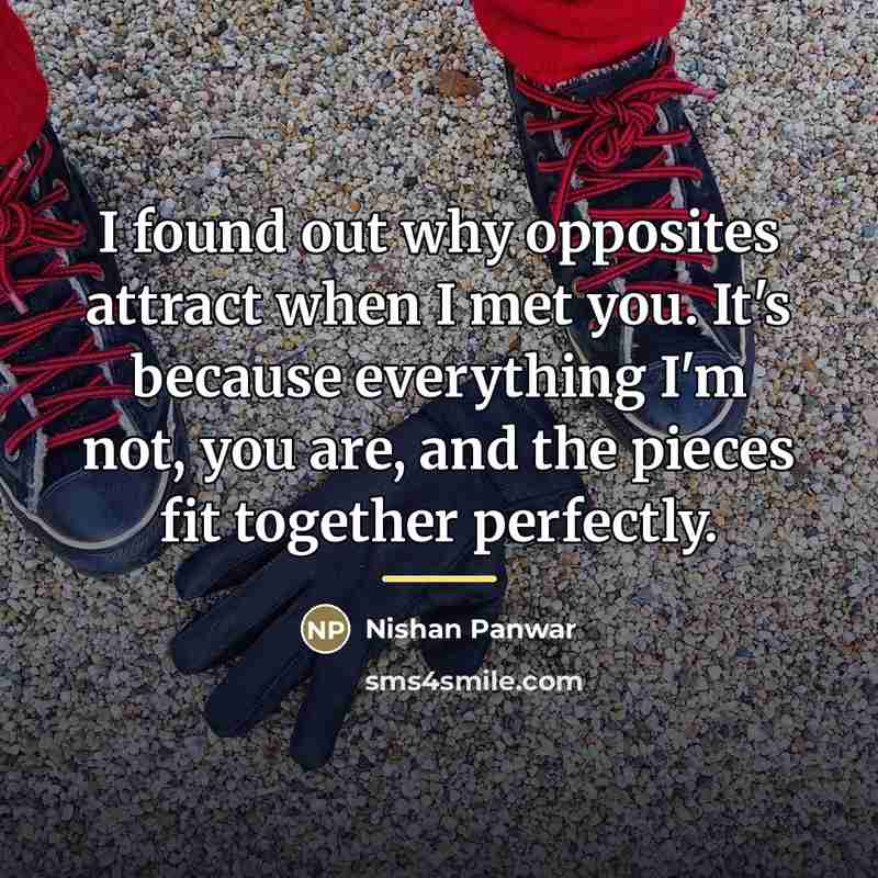 “I found out why opposites attract when I met you.…” quote by Nishan Panwar